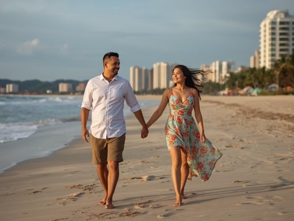 Man and Woman Holding Hands on Jomtien beach