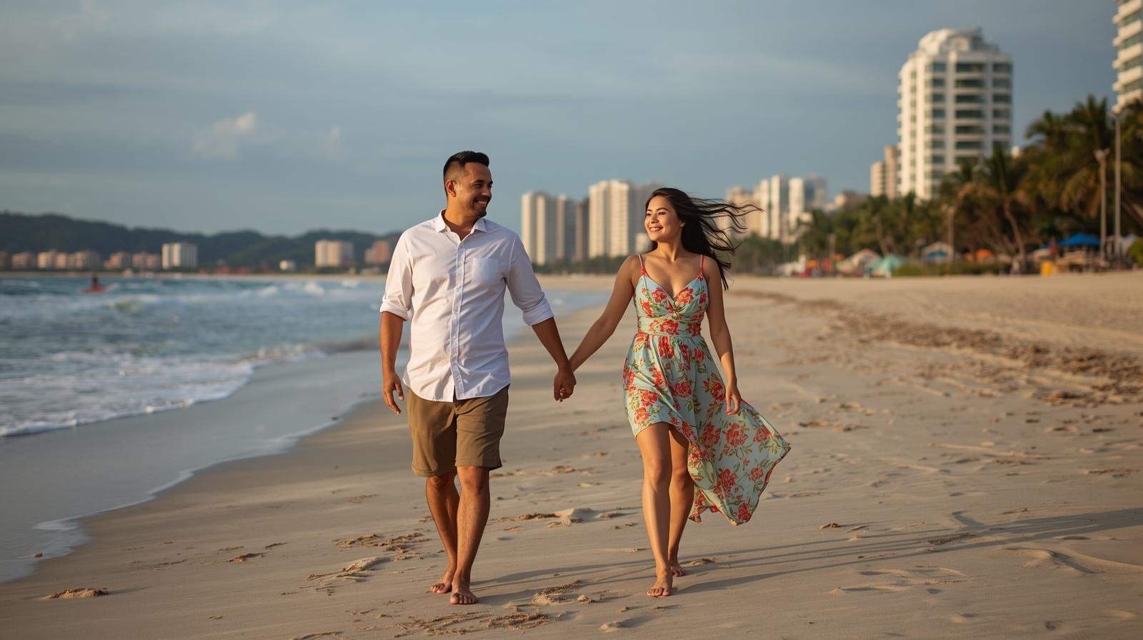 Man and Woman Holding Hands on Jomtien beach